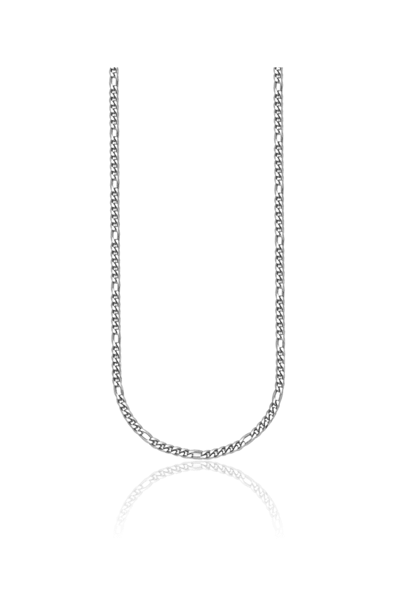 Platinum 3.2mm Figaro Link Chain Necklace