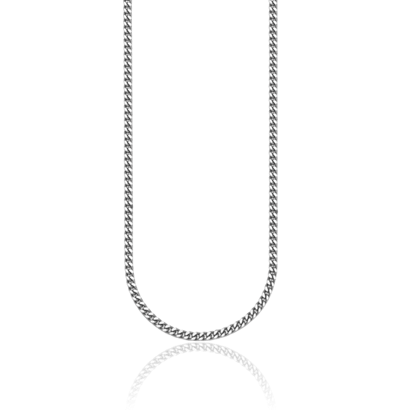 Platinum 3.5mm Curb Link Chain Necklace