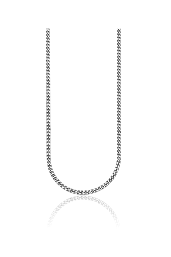 Platinum 3.5mm Curb Link Chain Necklace