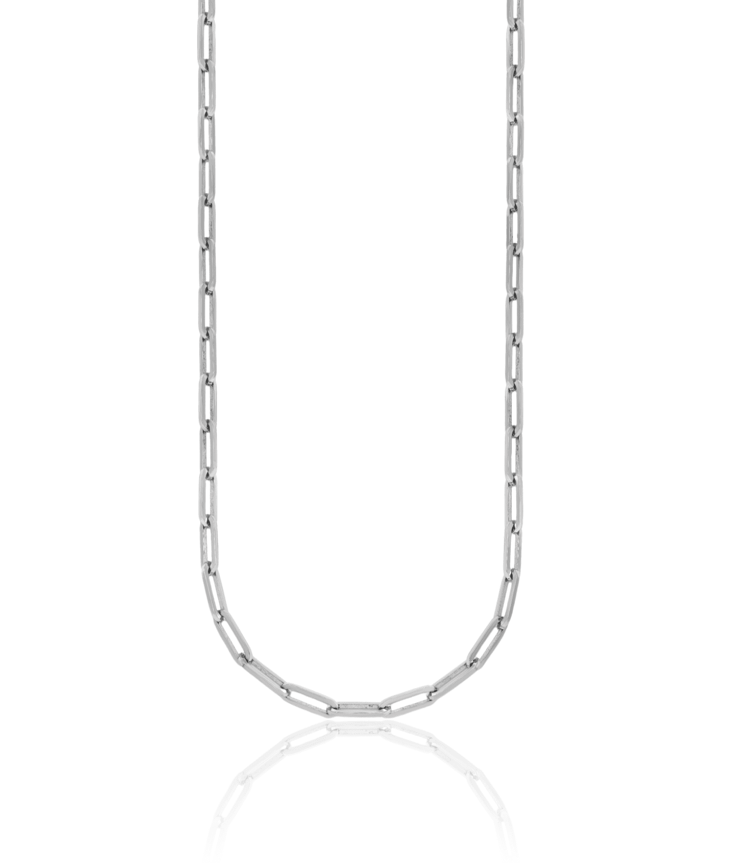 Platinum 3.7mm Paperclip Cable Rolo Link Chain Belcher Necklace ...