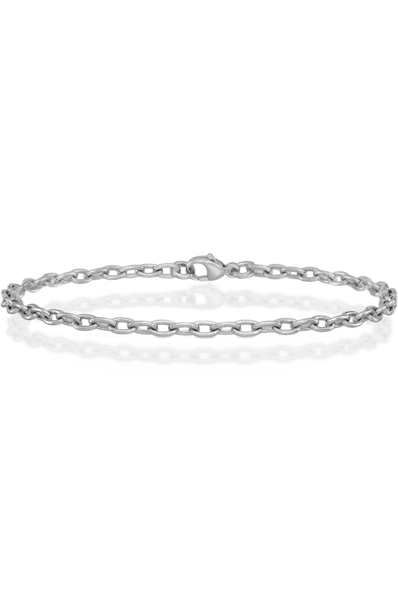 Platinum 3mm Classic Cable Chain Link Bracelet - 7.25 inch - Polished Adult