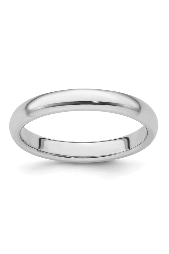 Platinum Solid Polished 3mm Half-Round Comfort-Fit Lightweight Band Ring Size 10 Ring for Women and Men