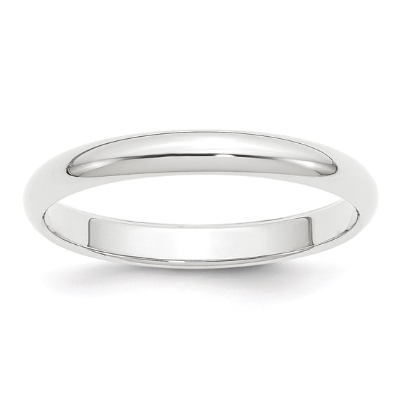 Platinum 3mm Half-Round Wedding Band - Size 10.5