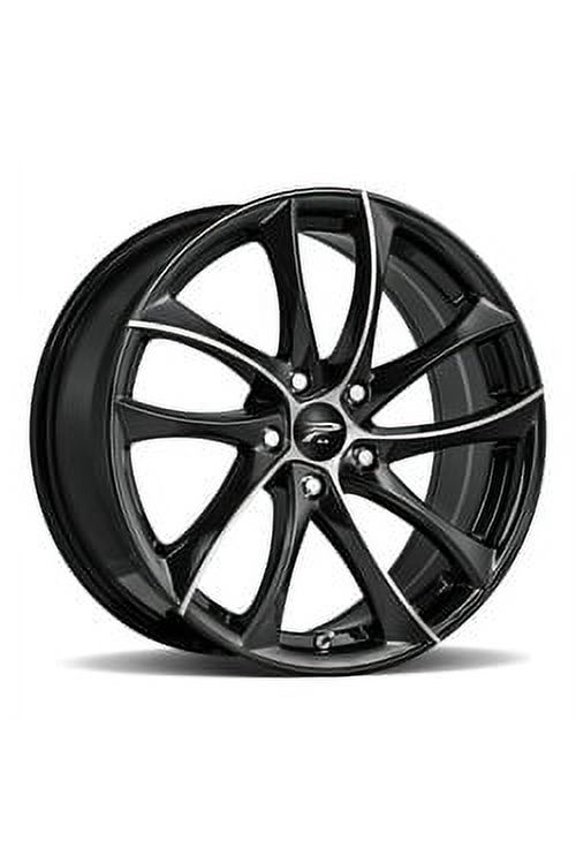 438U Gyro Aluminum 17" Wheel Rim 17x7.5 inch 5 Lug Gloss Black Cut Face/Clear-Coat