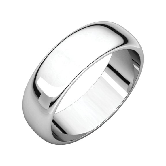 Platinum 6mm Half Round Band - Size 7