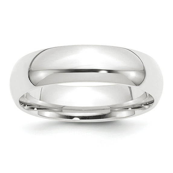 Platinum 6mm Half-Round Comfort Fit Lightweight Band Size: 6; for Adults and Teens; for Women and Men