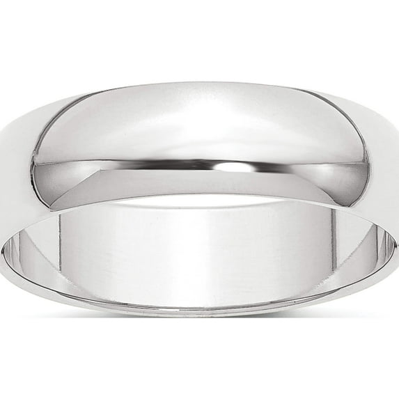Platinum 6mm Half-Round Featherweight Band (Size 10) Made In United States plwhr060-10