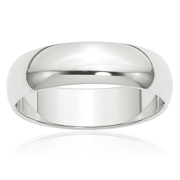 Platinum 6mm Half Round Plain Classic Wedding Band Ring