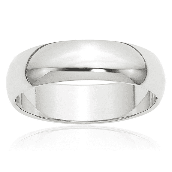 Platinum 6mm Half Round Plain Classic Wedding Band Ring