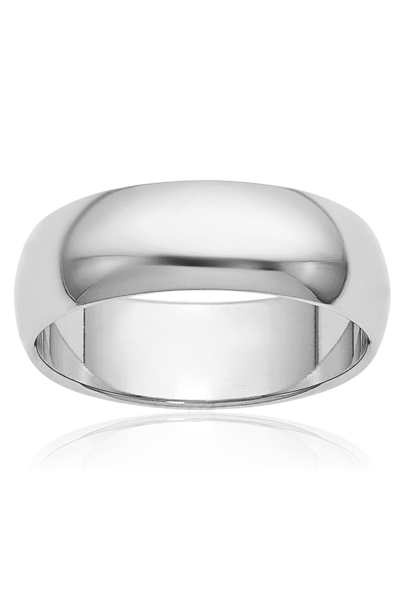 Platinum Dome 6mm Wide Comfort Fit Half Round Plain Wedding Band Ring - Polished, Engravable Adult
