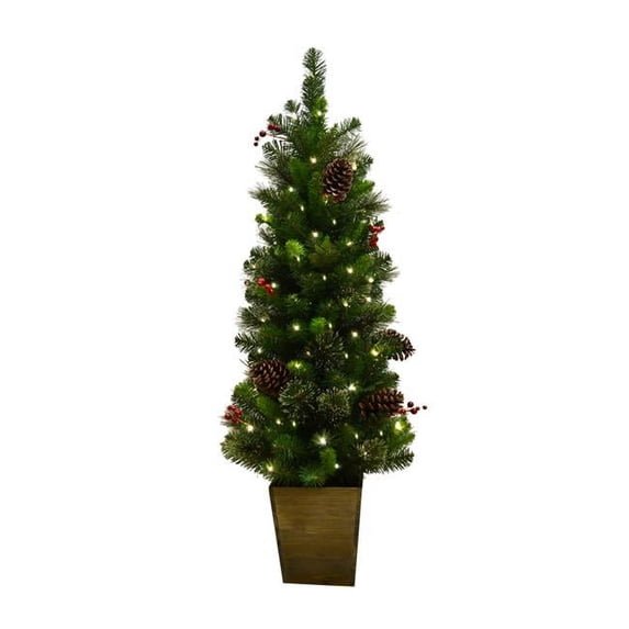 Platinum 9070904 4 ft. Slim LED 50 Lights Mixed Cedar Pine Christmas Tree