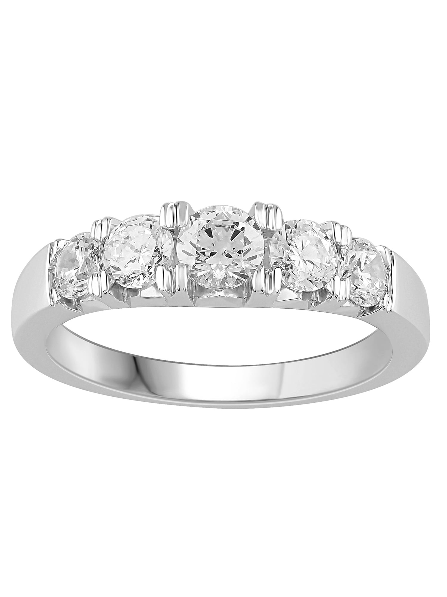 Platinum 950 1 CTTW I2/HI Diamond Graduated 5 Stone Anniversary Band