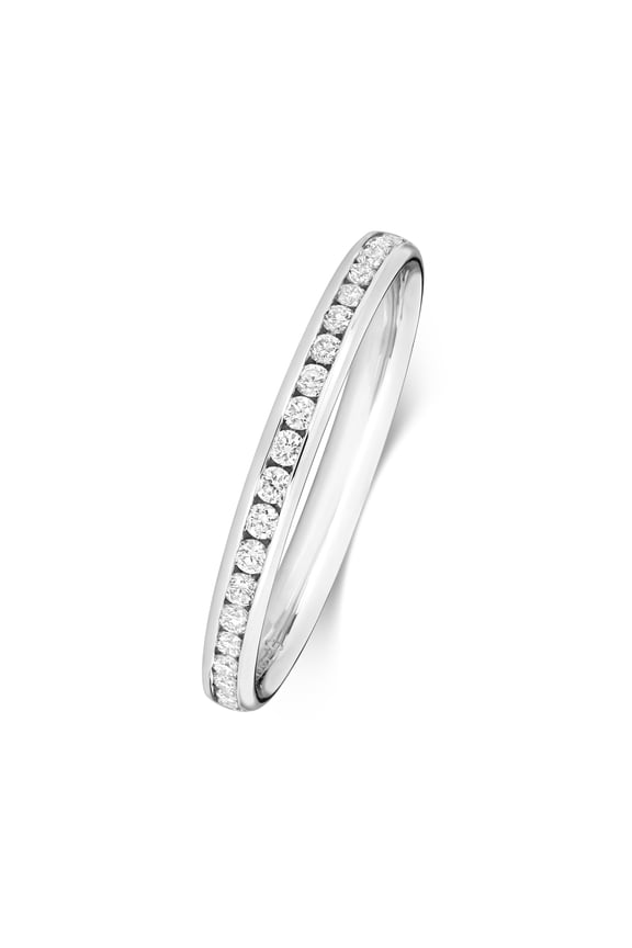 Platinum 950 2.2mm Slight Court Comfort Women Eternity Diamond Wedding Band/Ring Brilliant Cut 0.31 Carat G - SI1