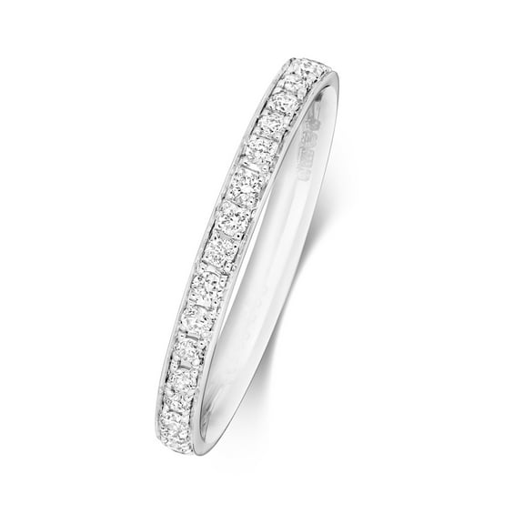 Platinum 950 2.2mm Slight Court Comfort Women Eternity Diamond Wedding Band/Ring Brilliant Cut 0.37 Carat G - SI1