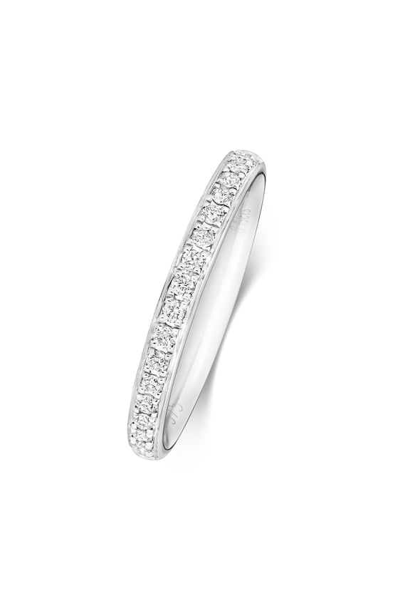 Platinum 950 2.2mm Slight Court Comfort Women Half Eternity Diamond Wedding Band/Ring Brilliant Cut 0.18 Carat G - SI1