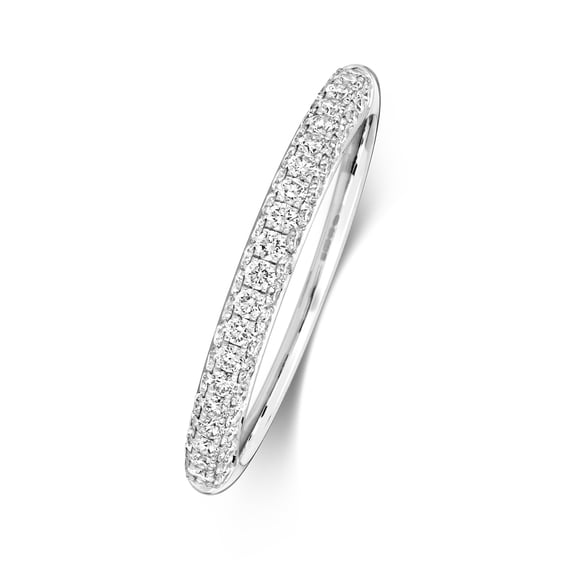 Platinum 950 2.5mm Slight Court Comfort Women Diamond Wedding Band/Ring Brilliant Cut 0.56 Carat G - VS