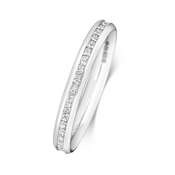 Platinum 950 2.7mm Court Comfort Women Diamond Wedding Band/Ring Princess Cut 0.71 Carat H - VS2