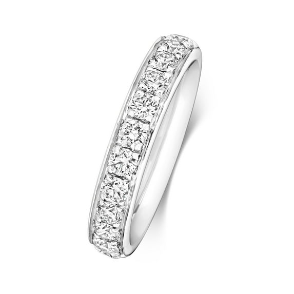 Platinum 950 3.7mm Slight Court Comfort Women Eternity Diamond Wedding Band/Ring Brilliant Cut 0.71 Carat G - SI1