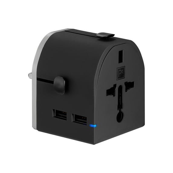 Platinum All-in-One Travel Adapter - Power adapter - 6 A - 2 output connectors (2 x USB) - black
