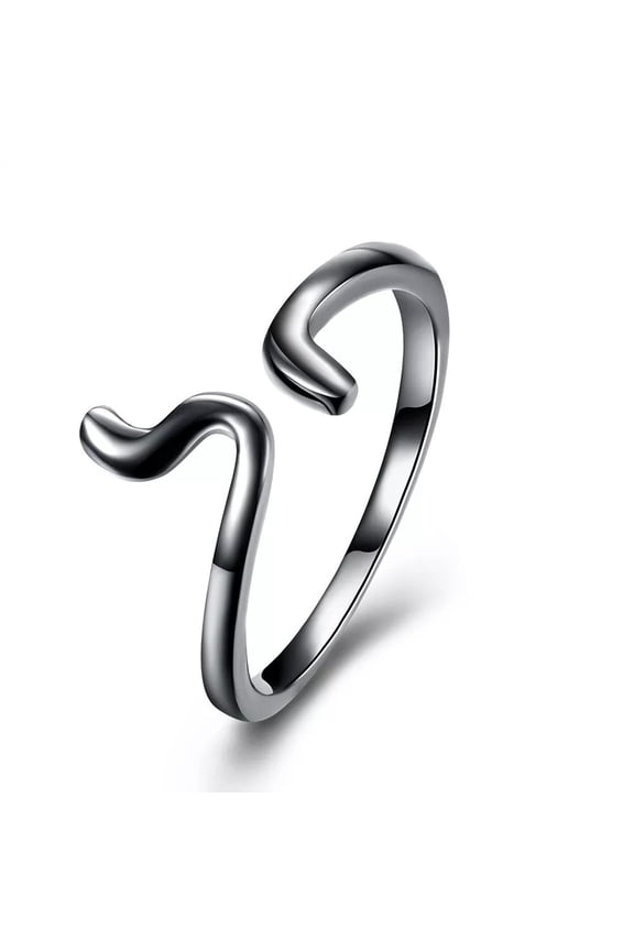 Platinum Black Gun Plated Band Plain Ring Women'S Black B535