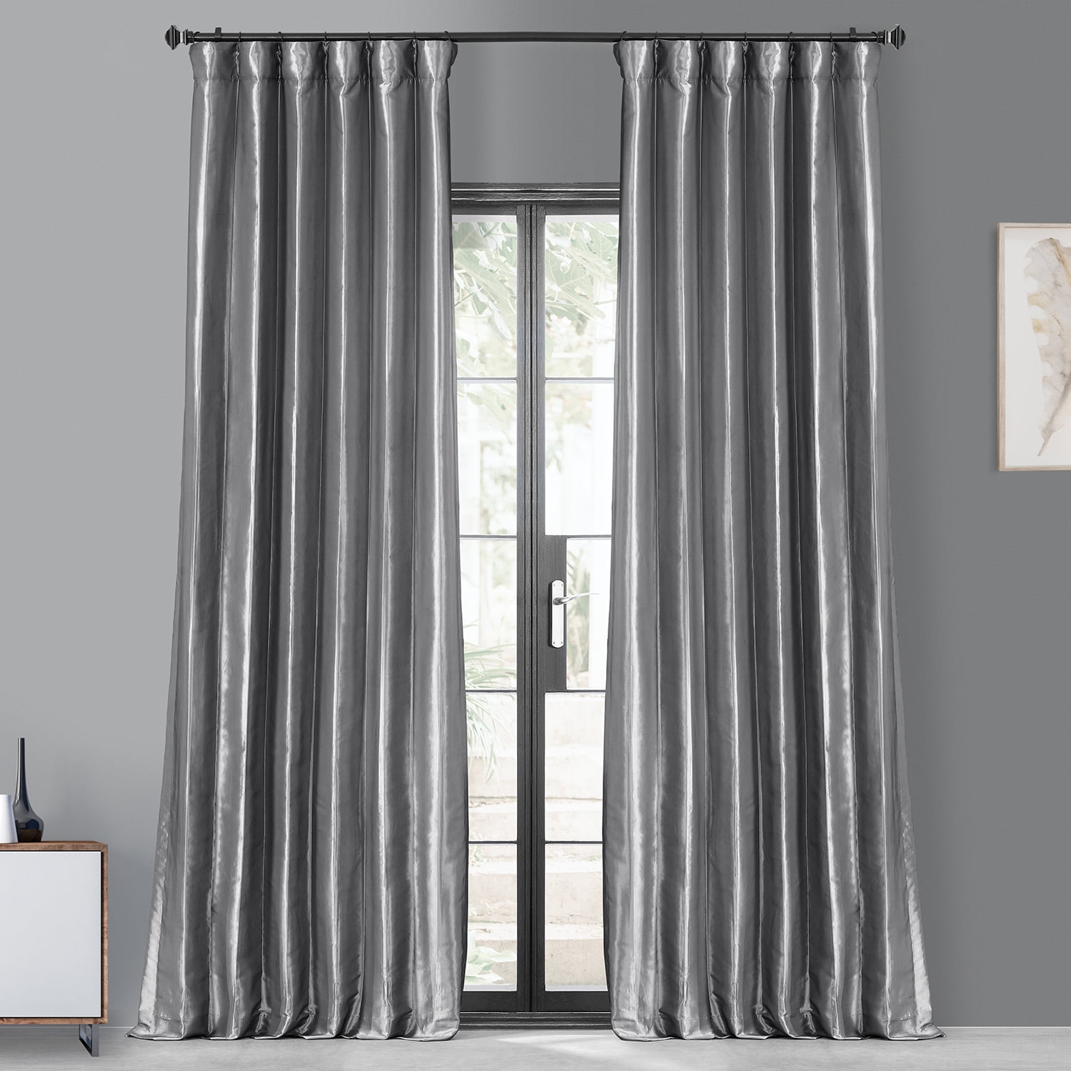 Platinum Blackout Faux Silk Taffeta Curtain (1 Panel), Platinum, 50W X 108L