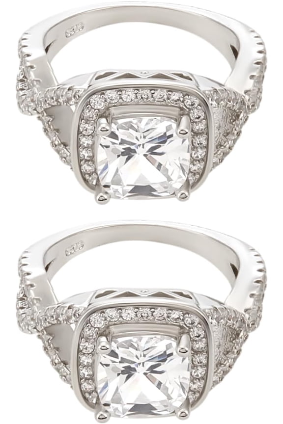 Platinum Brass Micro Pave Square Cubic Zirconia Finger Rings Diamond Solitaire Rings Classic Square Cut Cubic Zirconia Solitaire Engagement Rings Plain Band Rings