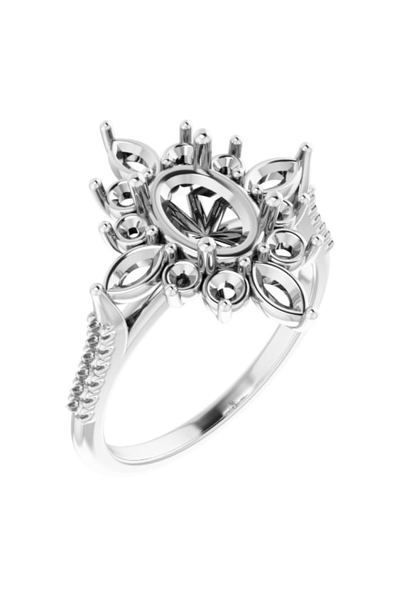 Platinum Bridal Wedding Engagement Anniversary Band Ring Fine Jewelry For Women Gifts For Her (Mounting Only, Not All Stones Included), Size 7