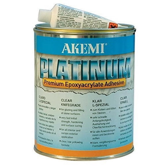 Platinum Clear Premium Epoxyacrylate Adhesive Transparent Knife Grade, Quart (900ml) Polyester Glue for Natural & Engineered Stone Filling & Laminating$$Art & Craft