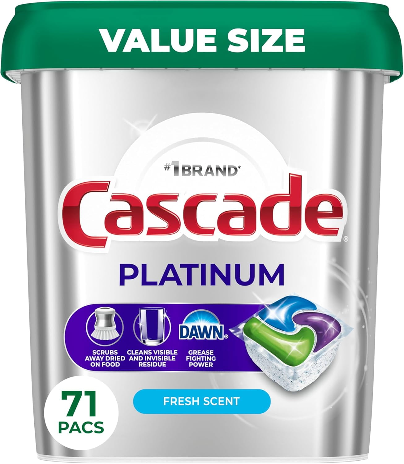 Platinum Dishwasher Pods, Dishwasher Detergent, Dish Detergent Soap, Fresh, 71 count