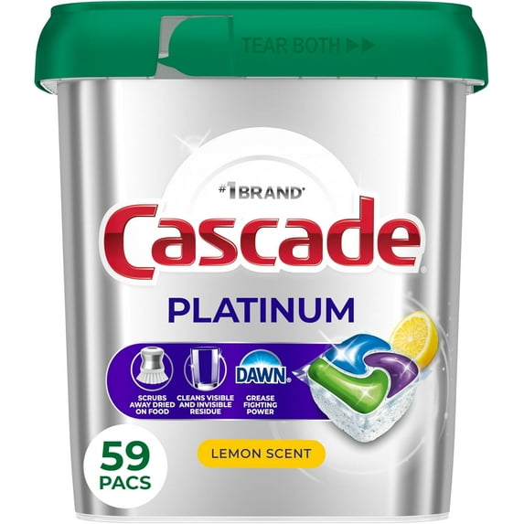 Platinum Dishwasher Pods, Dishwasher Detergent, Dish Detergent Soap, Lemon, 59 Count