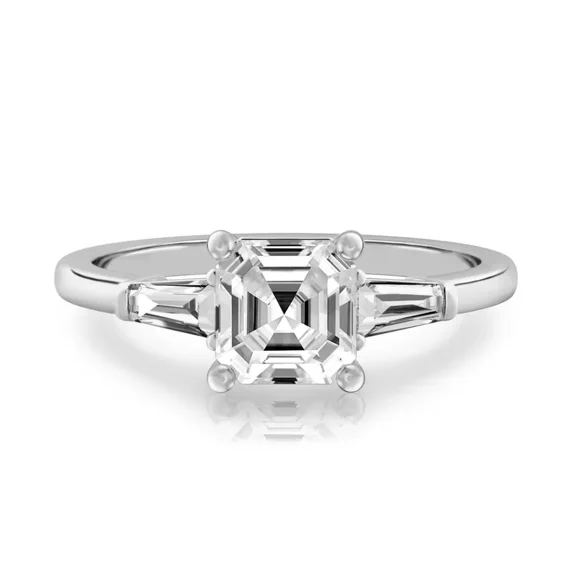 Platinum Engagement Rings IGI GIA Lab Grown Diamond Asscher Cut 1.30 Carat Gift For Her , 6.5