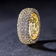 Platinum Gold Micro Pave Cz Zirconia Wide Band Eternity Wedding Ring R66