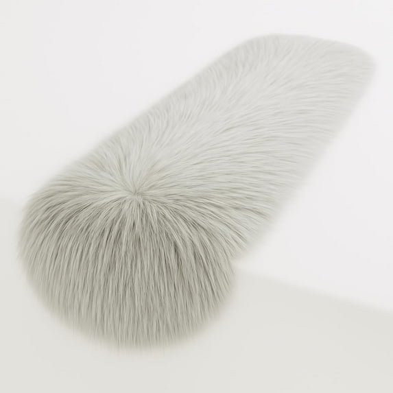 FabricLA Platinum Grey Faux Fur Accent Cut 18 x 48 Inches with Rounded Edges for Holiday & Christmas Decor