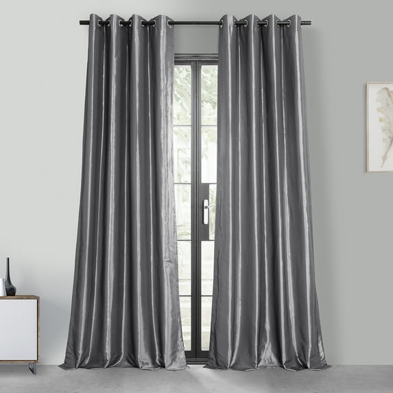 Platinum Grommet Blackout Faux Silk Taffeta Curtain (1 Panel), Platinum, 50W X 84L