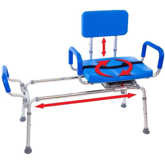 Platinum Health Carousel Bariatric Sliding Transfer Bench Swivel Seat 600LB Capacity Padded Bathtub Shower Chair