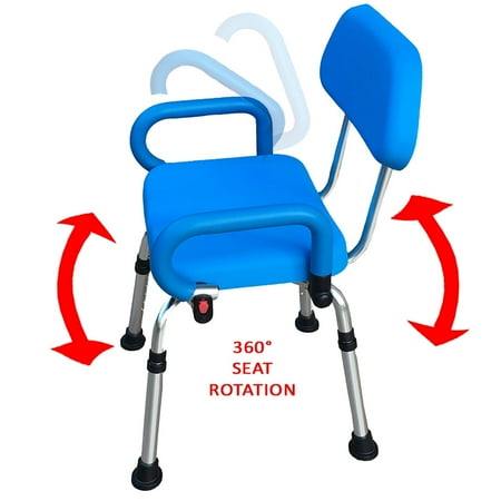 Platinum Health Revolution Bath Shower Chair Rotating Swivel Seat Padded Back and Arms