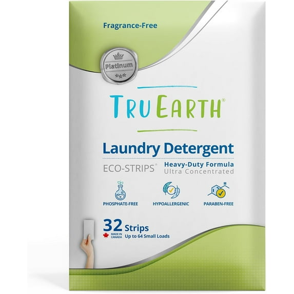 Platinum - Heavy Duty Laundry Detergent Sheets - Up to 64 Loads (32 Count), Fragrance Free - Ultra-Concentrated Strips Formula - Eco-Friendly Laundry Sheets