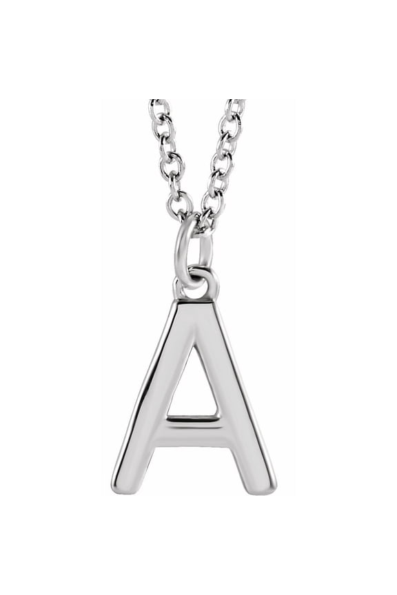 Platinum Initial A Dangle Necklace Fine Jewelry for Women Gifts for Her (9.5x6.9mm), 18"