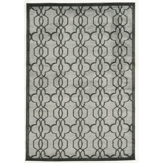 Platinum Iron Gate Grey Rug 8x11 Modern Geometric Design 100% Polyester