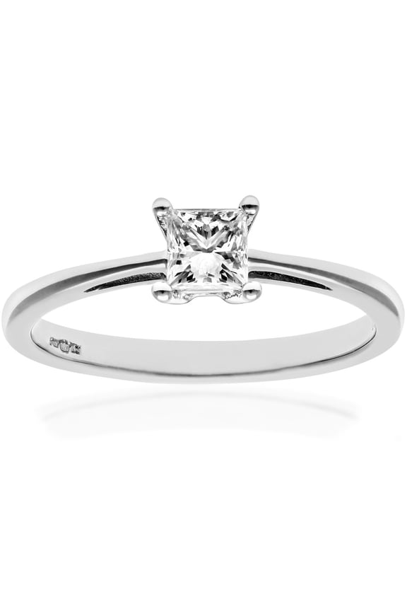 Platinum Jewelco London Princess 1/3ct Diamond 4 Claw Solitaire Ring 4mm