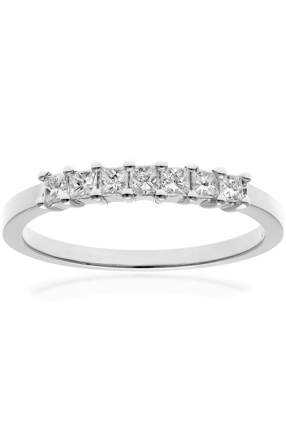 Platinum Jewelco London Princess 1/3ct Diamond 7 Stone  Eternity Ring 2mm