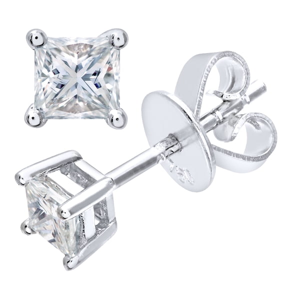 Platinum Jewelco London Princess 1/3ct Diamond Solitaire Stud Earrings