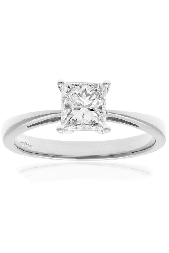 Platinum Jewelco London Princess 1ct Diamond 4 Claw Solitaire Ring 6mm