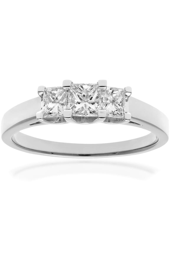 Platinum Jewelco London Princess Diamond Graduated Tiered Trilogy Ring 4mm