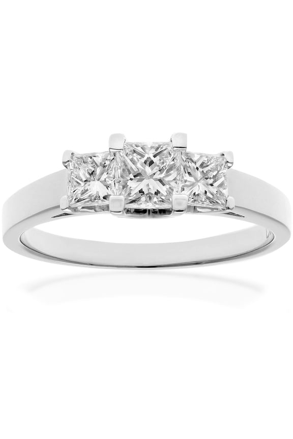 Platinum Jewelco London Princess Diamond Graduated Tiered Trilogy Ring 4mm