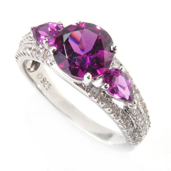 Platinum O/ Silver 2.93Ctw Rhodolite Garnet Ring