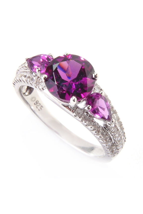 Platinum O/ Silver 2.93Ctw Rhodolite Garnet Ring