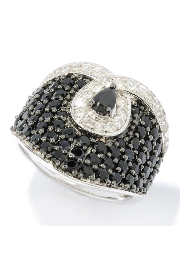 Platinum O/ Silver 3.52Ctw Black Spinel Ring