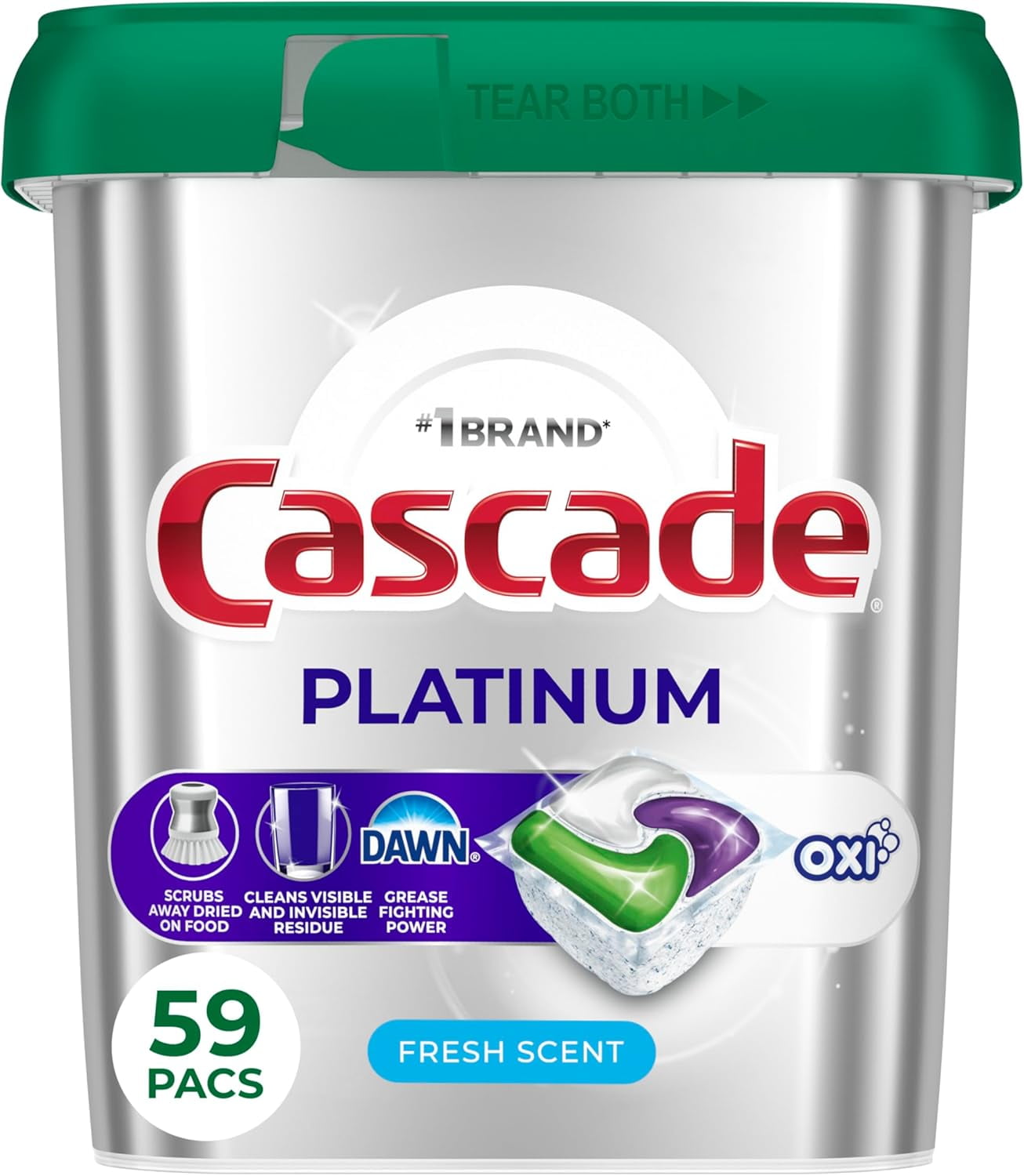 Platinum Dishwasher Pods, Dishwasher Detergent, Dish Detergent Soap, Fresh, 59 Count