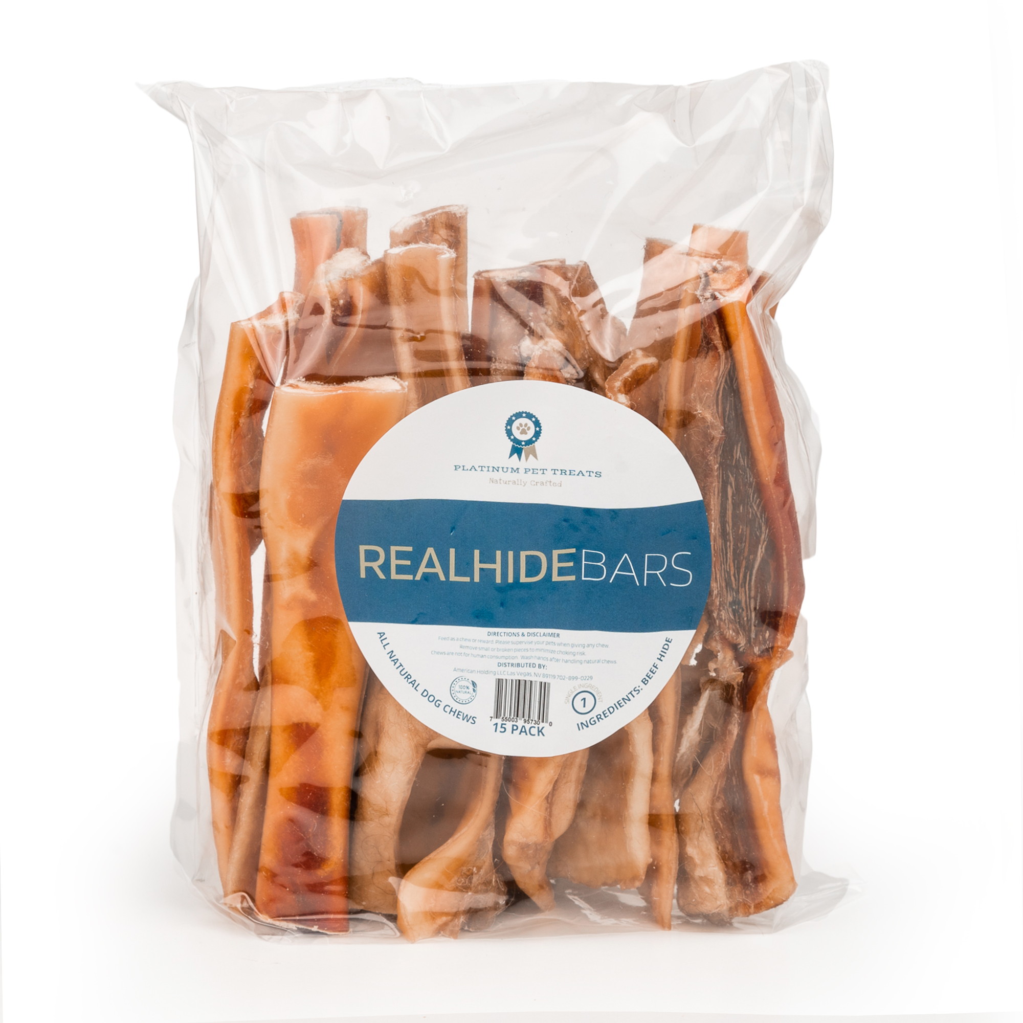 Platinum Pet Treats, RealHide Bars, 100 Natural Dog Chew, A Treat for